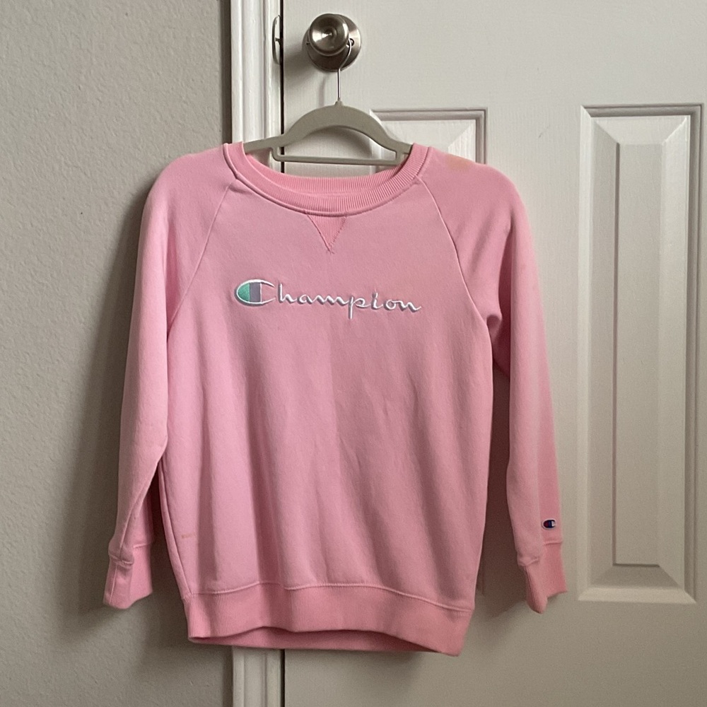Champion Women's Light Pink Crew Neck Sweater